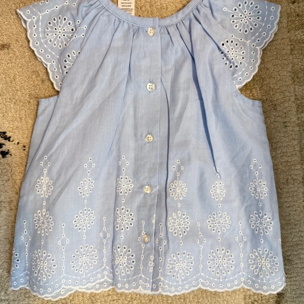 Little Me Light Blue Eyelet Tunic Top